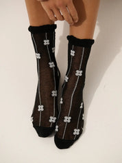 Lightweight Daisy Mesh Socks Black