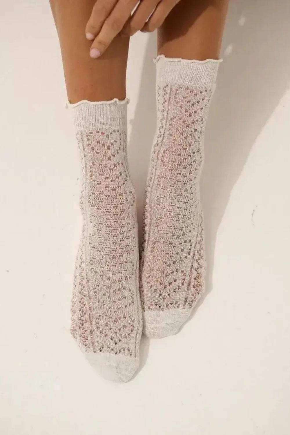 Skashi Frill Summer Socks Cream