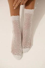 Skashi Frill Summer Socks Cream