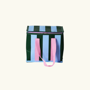 Mini Insulated Tote Green Blue Stripe
